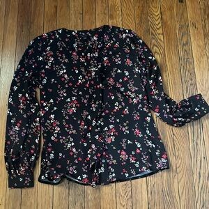 Floral print blouse black background